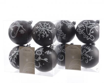 Weihnachtskugeln bruchfest Farbe Schwarz mit Motiv Bild