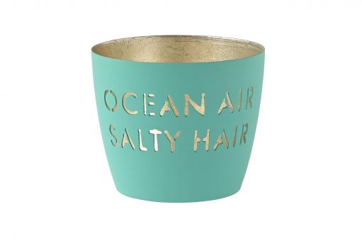 Madras Windlicht, M, Ocean Air Salty Hair, Türkis 