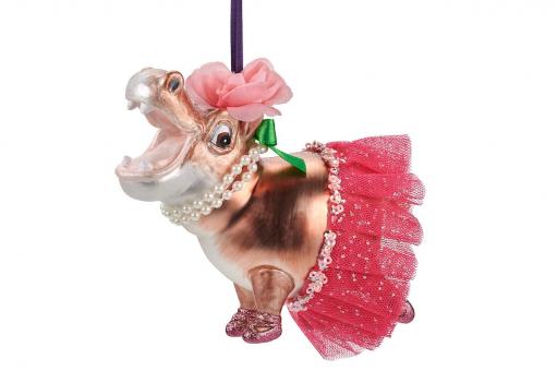 Hänger Hippo mit Tütü, braun/rosa 