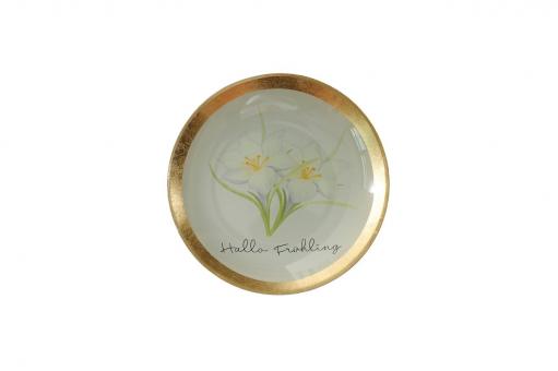 Glasteller, Love Plates, S, Hallo Frühling, rund, Farbe Weiß 