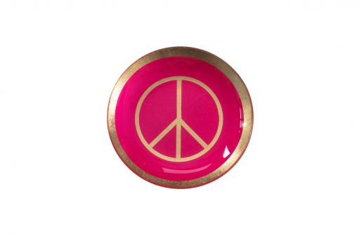Glasteller, Love Plates, S, Peace, rund, Farbe Neon Pink 