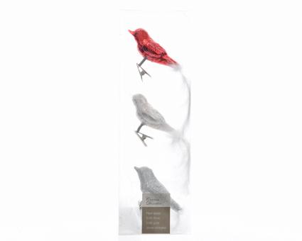Vögel aus Glas Mix Farbe Rot/Weiß 