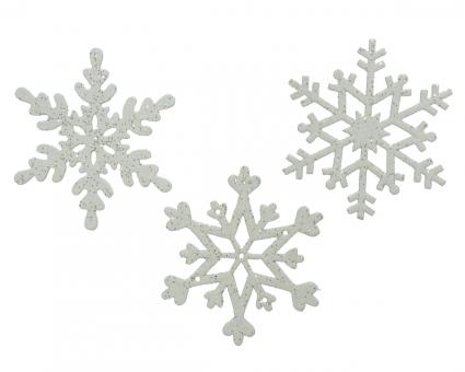 Hänger Schneeflocke 3fach sort., Farbe Weiß 
