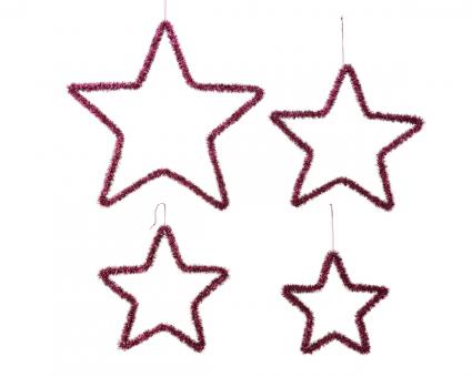 Sternhänger aus Plastik, Set 4 Stück, Farbe Pink 