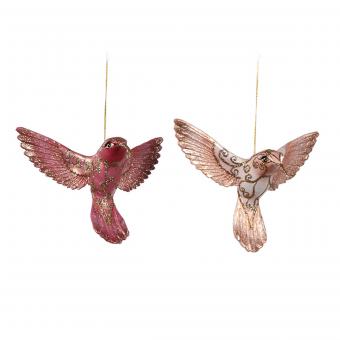 Hänger Kolibri Ornament aus Resin handgearbeitet rosa