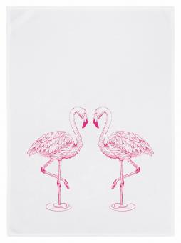 Geschirrtuch weiss, Flamingo, neonpink 
