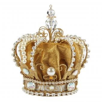 Baumspitze Crown aus Samt und Metall, Farbe Gelb 