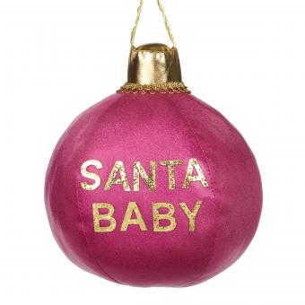 XMAS Ball mit Aufschrift Santa Baby, Farbe Pink, M 