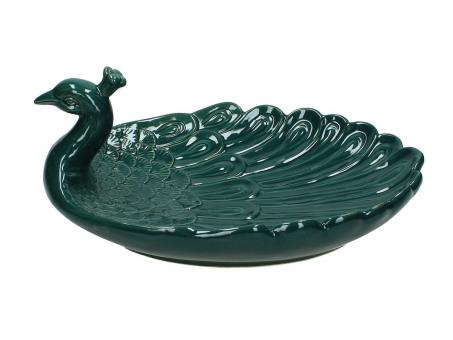 Schale Peacock aus Keramik, Farbe Petrol 