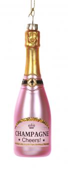 Hänger Champagner Flasche aus Glas Pink 